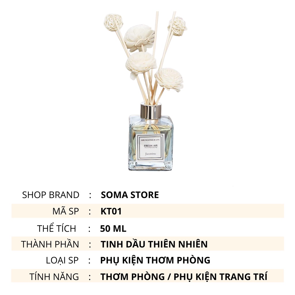 Lọ Khuếch Tán Nước Hoa Thơm Phòng Thiên Nhiên Tinh Dầu Thơm Để Phòng Khử Mùi Phòng Tắm 50ML KT01