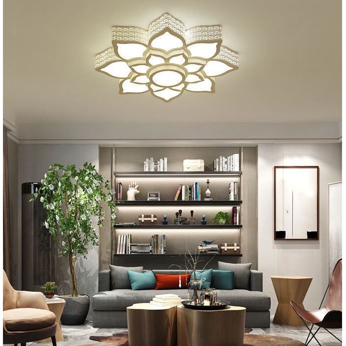 Đèn ốp trần với 3 chế độ ánh sáng hiện đại trang trí nội thất sang trọng kèm điều khiển từ xa
