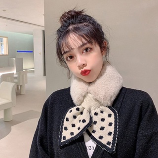 Khăn lông quàng cổ cài nơ chấm bi cho bé gái, khăn choàng cổ cho bé giữ ấm mùa đông