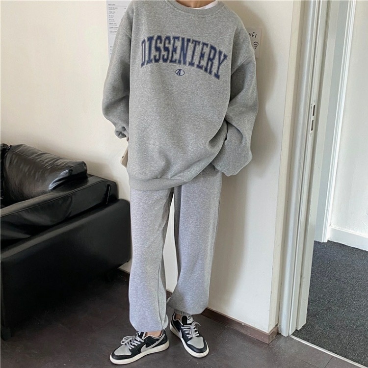 SUXI Áo Nỉ Nữ Dài Tay Cổ Tròn Form Rộng Thời Trang Hàn