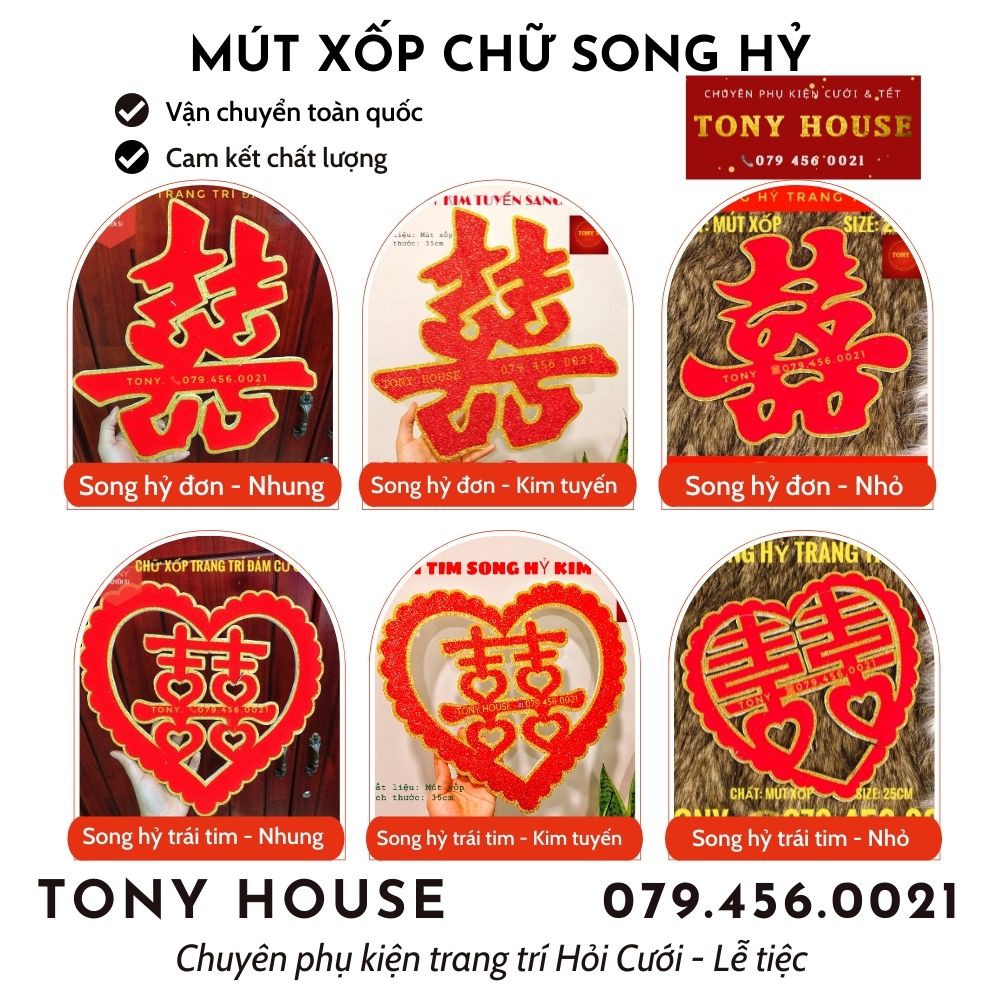 [CƯỚI] Chữ song hỷ mút xốp trang trí đám cưới - TONY HOUSE WEDDING