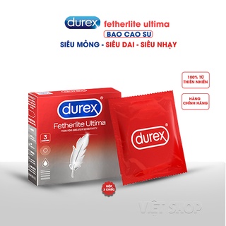 Bao cao su durex fetherlite ultima, bcs su siêu mỏng cảm giác chân thật hộp 3cái