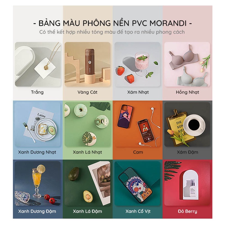 Phông nền PVC trơn chụp ảnh nhiều màu (Màu mới – Morandi)