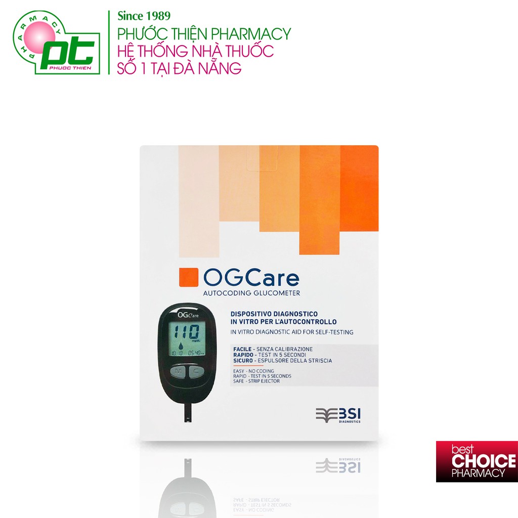 Que thử đường huyết OG Care hộp 50 que - Máy đo tiểu đường OGCare BSI Italy Bảo hành 2 năm
