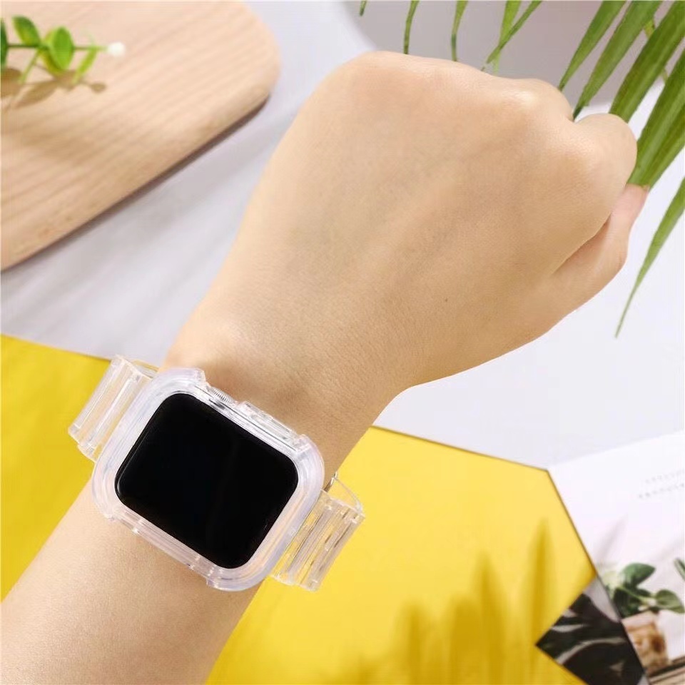 Dây Đeo Thể Thao Bằng silicone Trong Suốt Cho Đồng Hồ Thông Minh Apple Watch 7 6 SE 5 4 3 2 1 40mm 44mm 42MM 41MM 45MM
