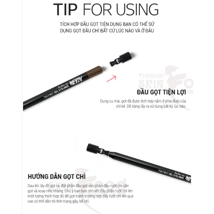 [Mã SKAMA8 giảm 8% đơn 300K] Chì kẻ mắt dạng gel lâu trôi, dễ kẻ Hàn Quốc Merzy Another Me The First Gel Eyeliner 0.5g