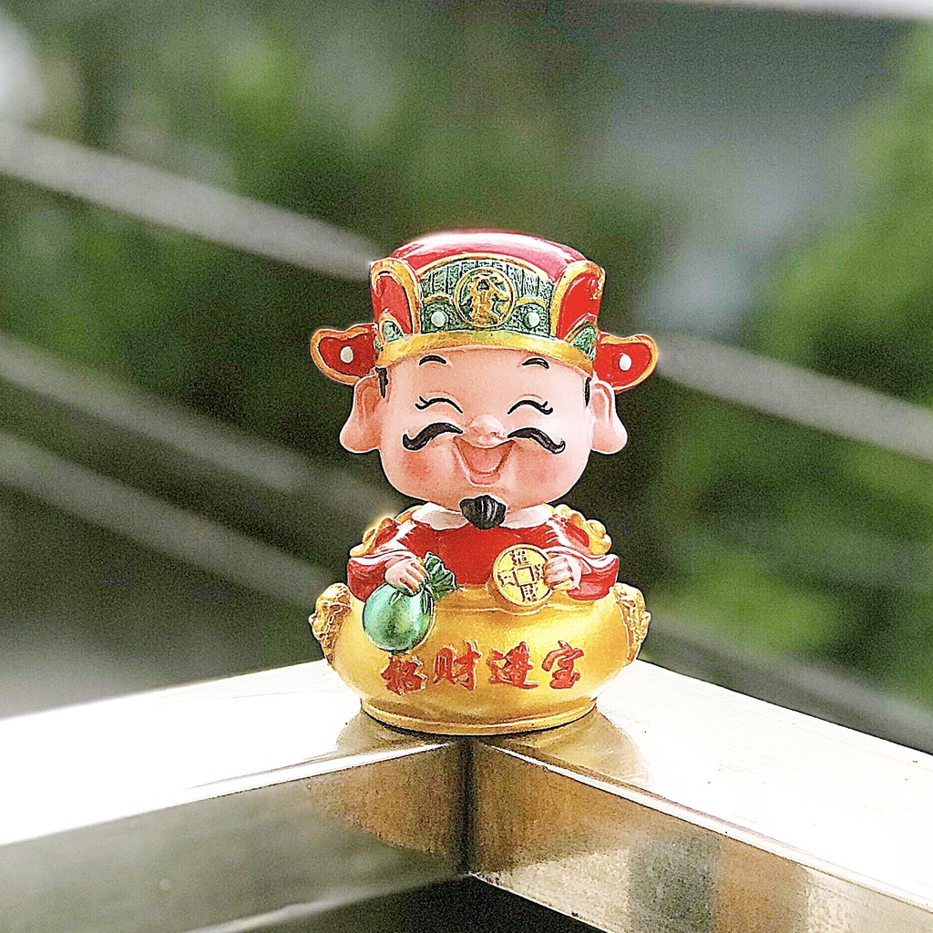Tượng thần tài phong thủy, đầu lò xo, thích hợp để trang trí nhà cửa, xe hơi
