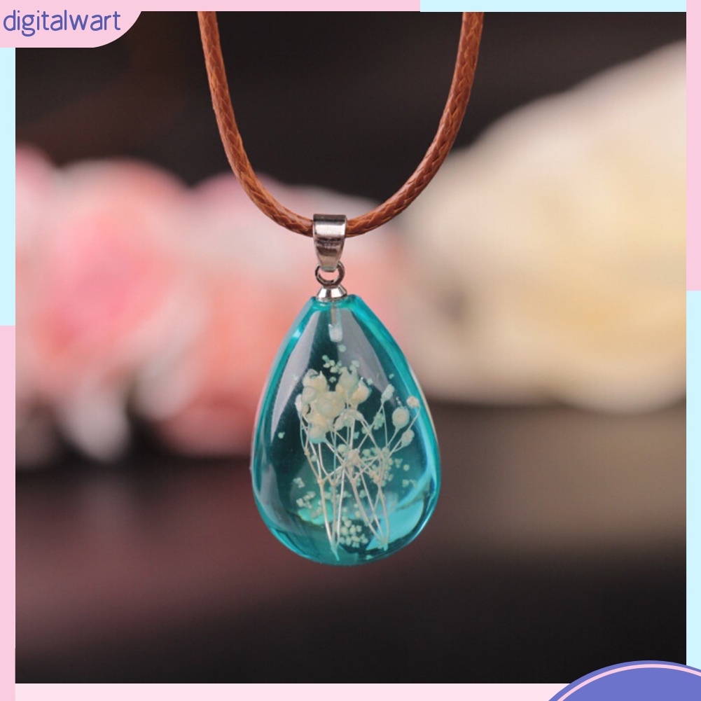 Dây chuyền hình giọt nước mắt bằng đá chứa hoa khô phát sáng trong bóng tối độc đáo sang trọng