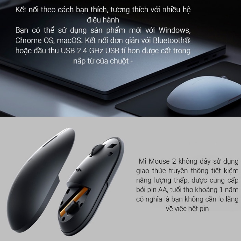 Chuột không dây xiaomi gen 2 Nút Bấm Êm, Chắc Chắn Siêu Bền, Độ nhạy đạt chuẩn-Bảo hành 12 tháng.