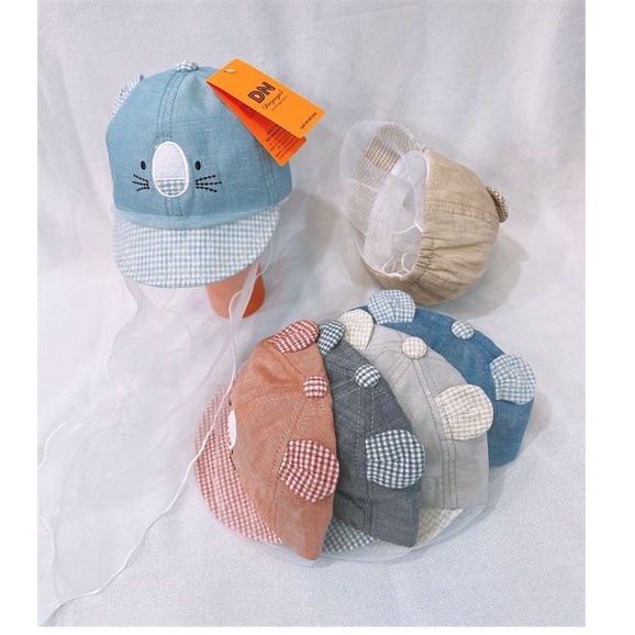 Mũ/Nón Sơ sinh kèm Khăn Voan Chống Bụi Duy Ngọc 46cm(Cho bé từ 4-12 tháng tuổi)