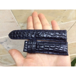 Dây đồng hồ da cá sấu size 22 xanh navi