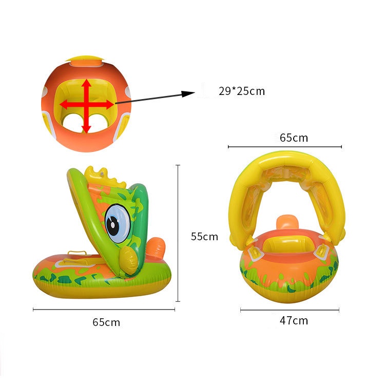 Phao Bơi Trẻ Em SOLANO Phao Bơi Cho Bé Xỏ Chân Chống Lật Họa Tiết Khủng Long Đáng Yêu Có Mái Che SS-001390