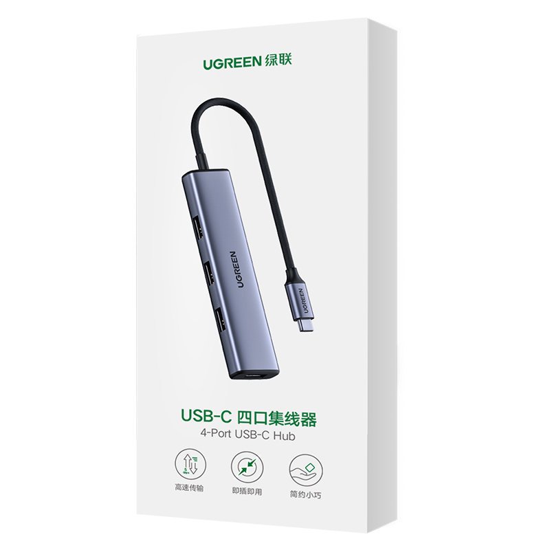 Bộ Chia Hub USB Type C Ra 4 Cổng USB 3.0 Ugreen 70336 Vỏ Nhựa