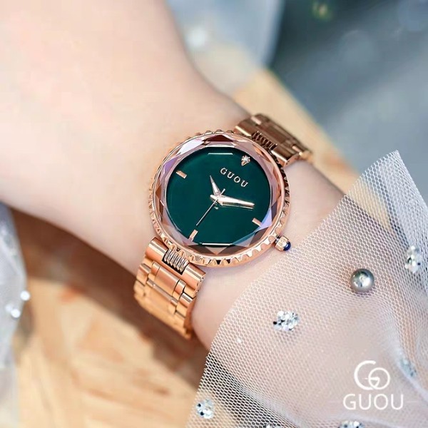 Đồng hồ nữ chính hãng Guou cực đẹp mặt kim cương thiết kế đẳng cấp G6014 - Đồng hồ nữ xinh