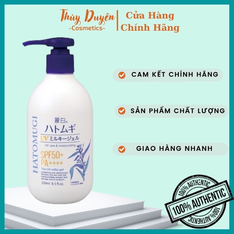 sữa dưỡng thể trắng da chống nắng body hatomugi SPF50+ PA+++ 250ml nhật bản