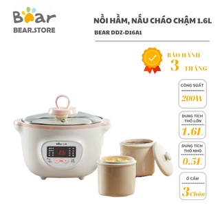 [CÓ HDSD TIẾNG VIỆT] Nồi Nấu Cháo Chậm Cho Bé BEAR DDZ-D16A1 1.6L Có Kèm Lồng Hấp
