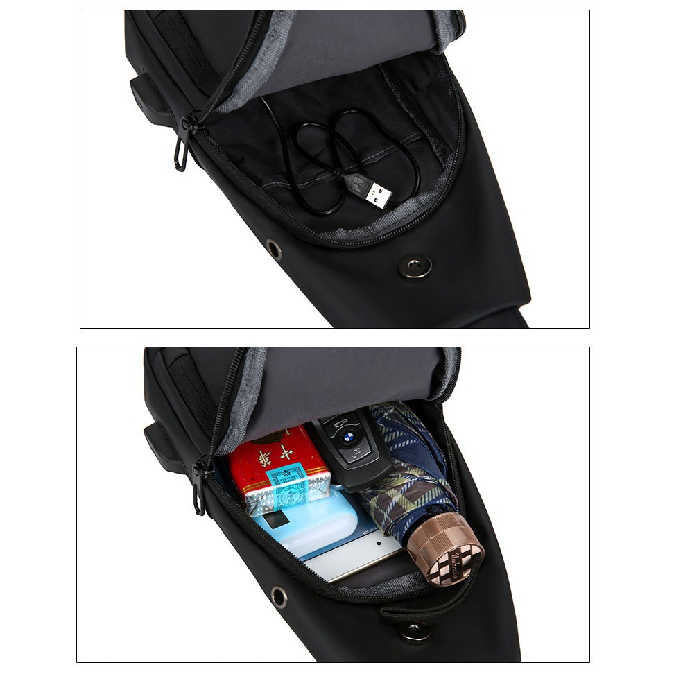 Túi Đeo Chéo Nam Thời Trang Vải Chống Nước JM2001 Cổng Sạc USB Fiiago Shop | BigBuy360 - bigbuy360.vn