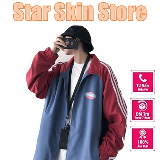  Áo khoác gió bóng chày 3 sọc cổ đứng có khóa kéo thời trang Hàn Quốc Unisex cho nam nữ Star skin store 