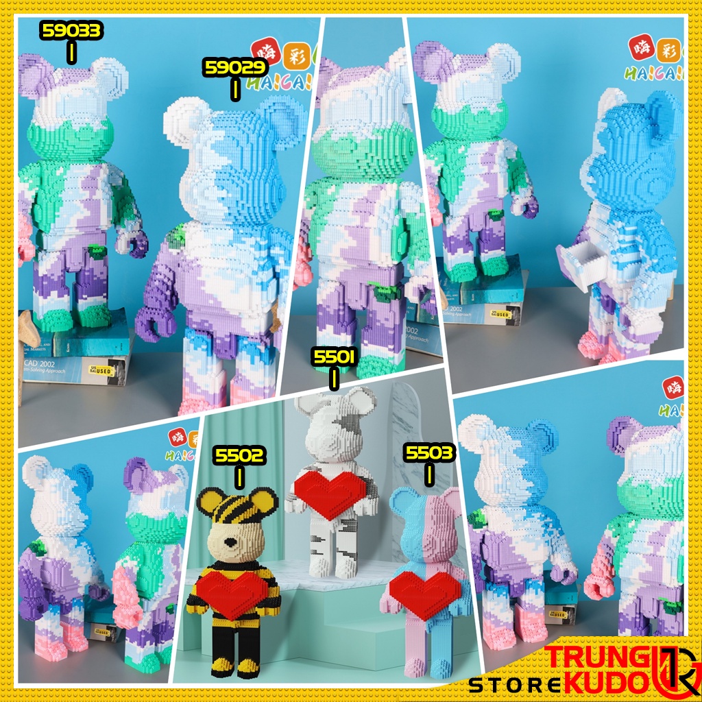Gấu Bearbrick to mô hình Bearbrick 50cm dạng đồ chơi xếp hình dùng làm quà tặng, đồ decor