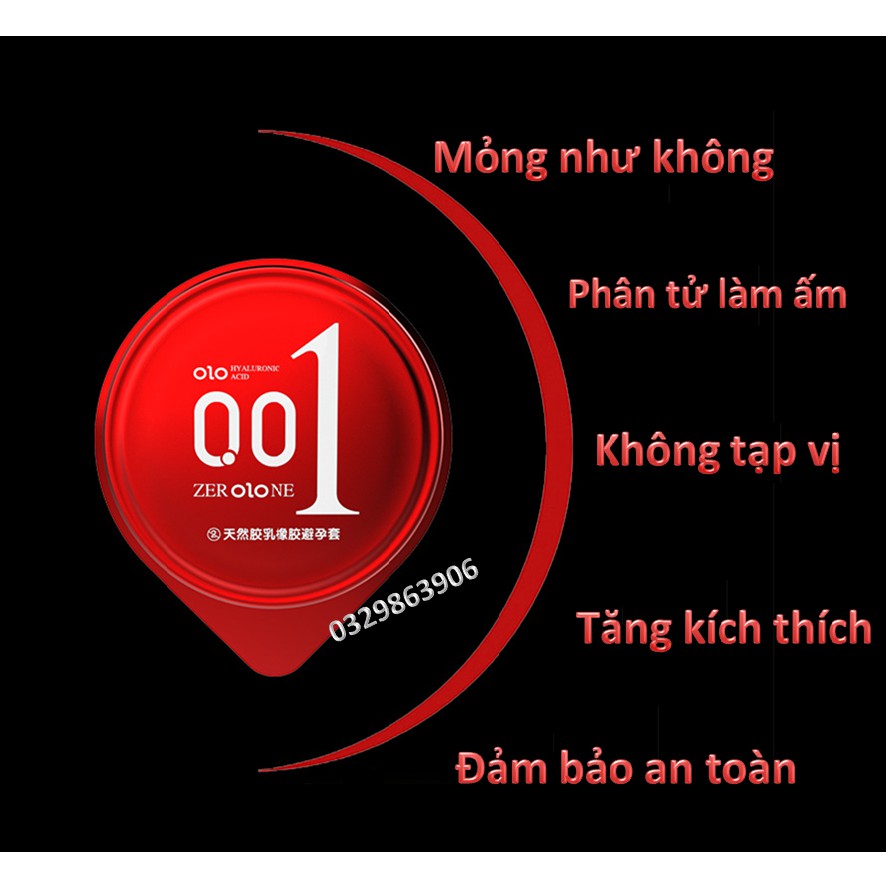 10c Bao cao su OLO 001 siêu mỏng nhất thế giới thêm nhiệt kích thích BCS001