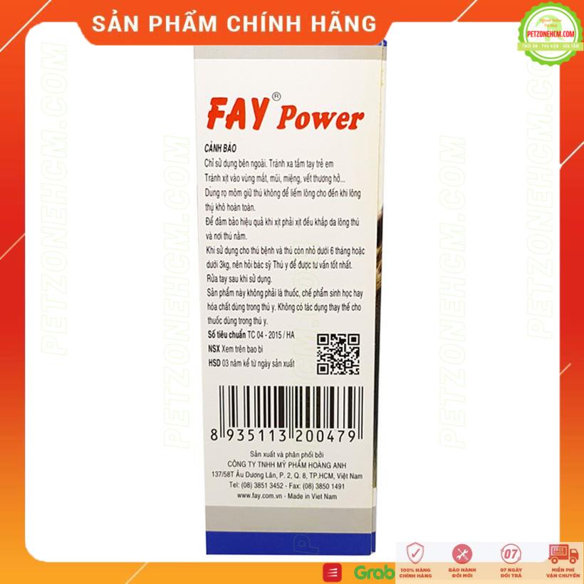 Diệt ve chó mèo 💰 FREESHIP 💰 FAY POWER 100ml Chai xịt trị ve | rận cho chó mèo | PetZoneHCM