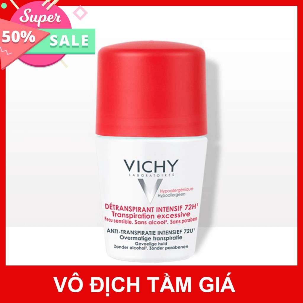 [CHÍNH HÃNG] Lăn khử mùi khô thoáng vùng da dưới cánh tay 72 giờ Vichy Detransprirant Intensif 72h Transpiration Excessi