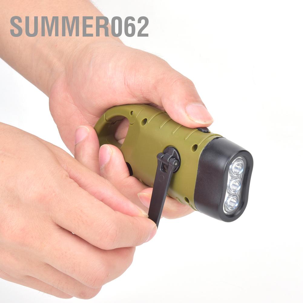 Summer062 AT5503 ABS Plastic Solar Hand Crank Flashlight Emergency LED Portable Torch for Climbing Camping
