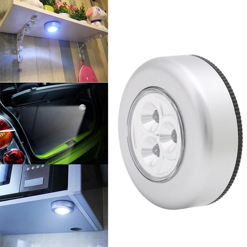 Bộ 3 Đèn LED Mini Không Dây Chạy Bằng Pin Gắn Tường/Tủ Chén/Tủ Chén/Xe Hơi