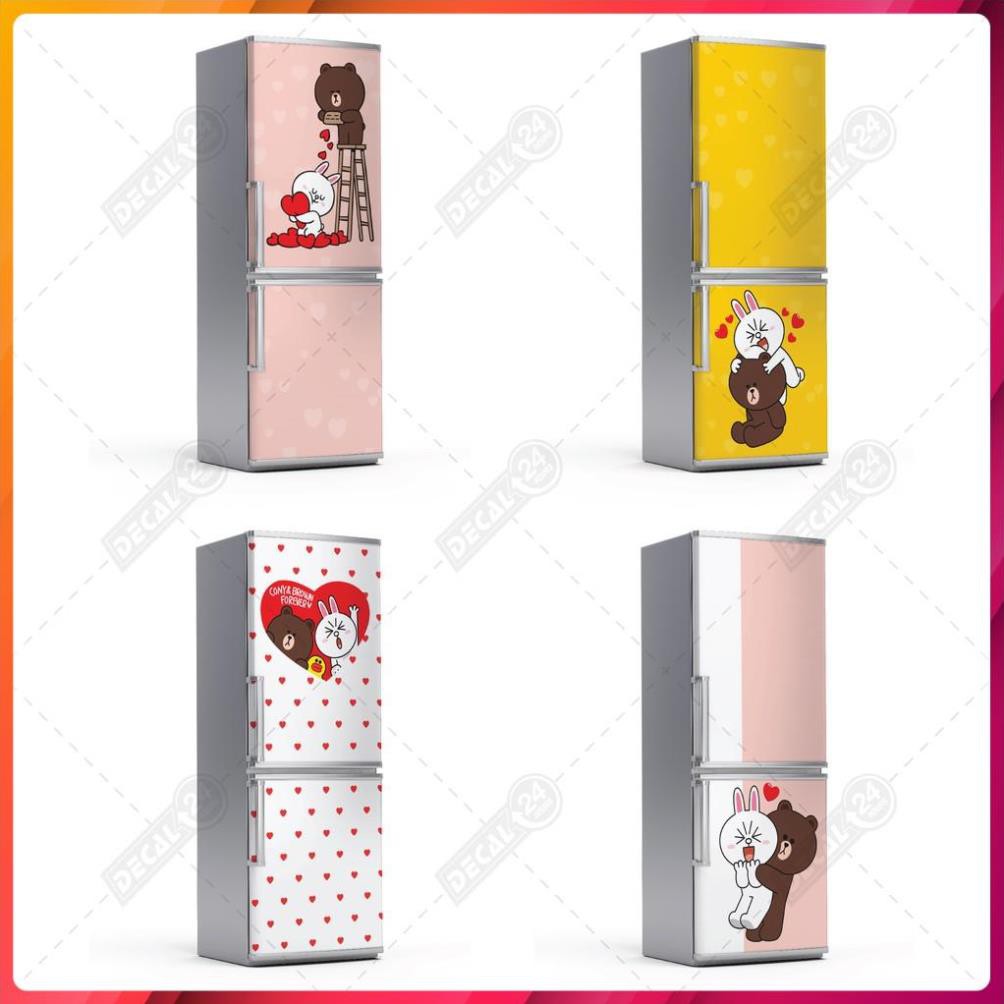 Decal dán trang trí tủ lạnh gấu brown chống nước, đề can dán tủ lạnh sẵn keo, đủ kích cỡ, Miếng dán 