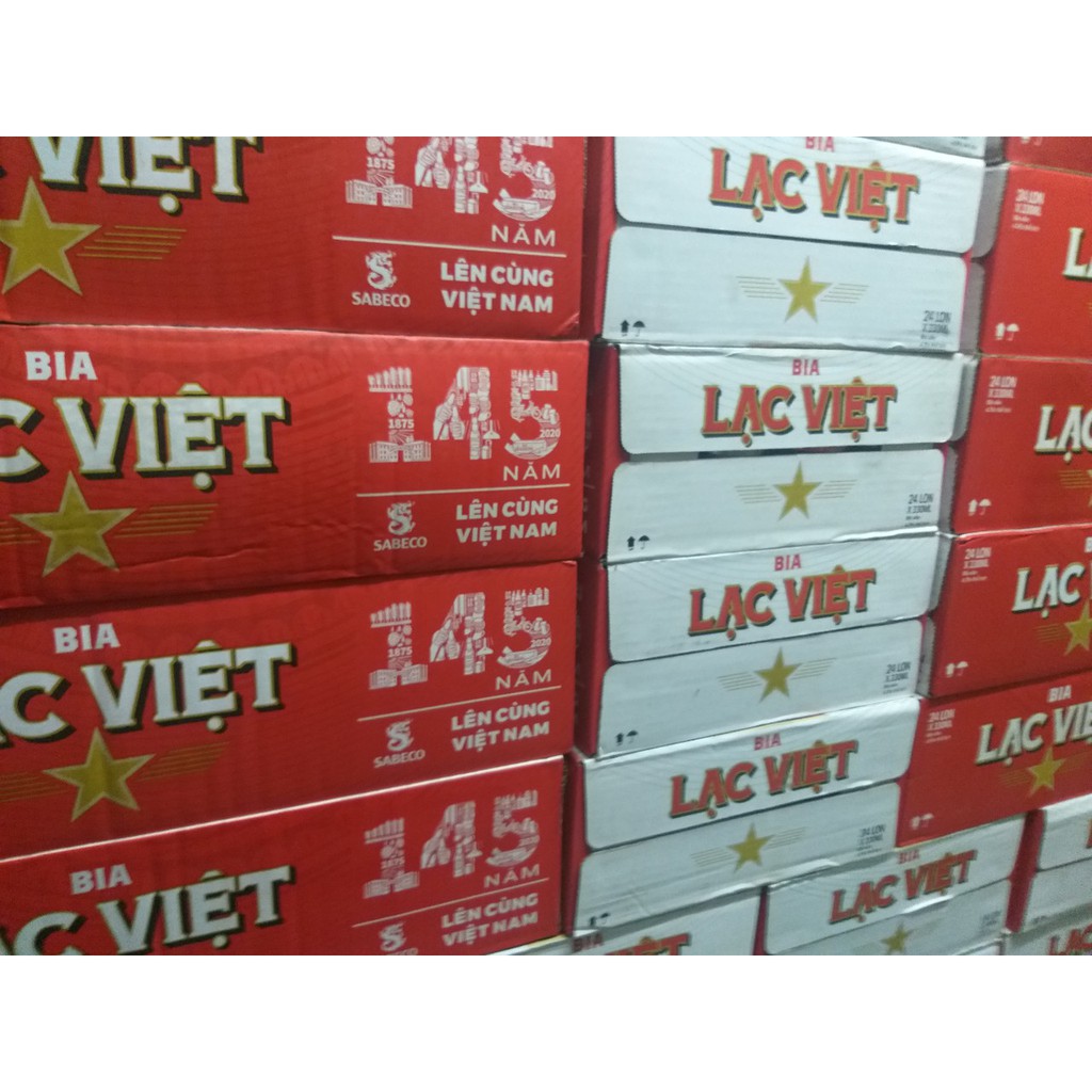 Thùng 24 lon bia Lạc Việt 330ml