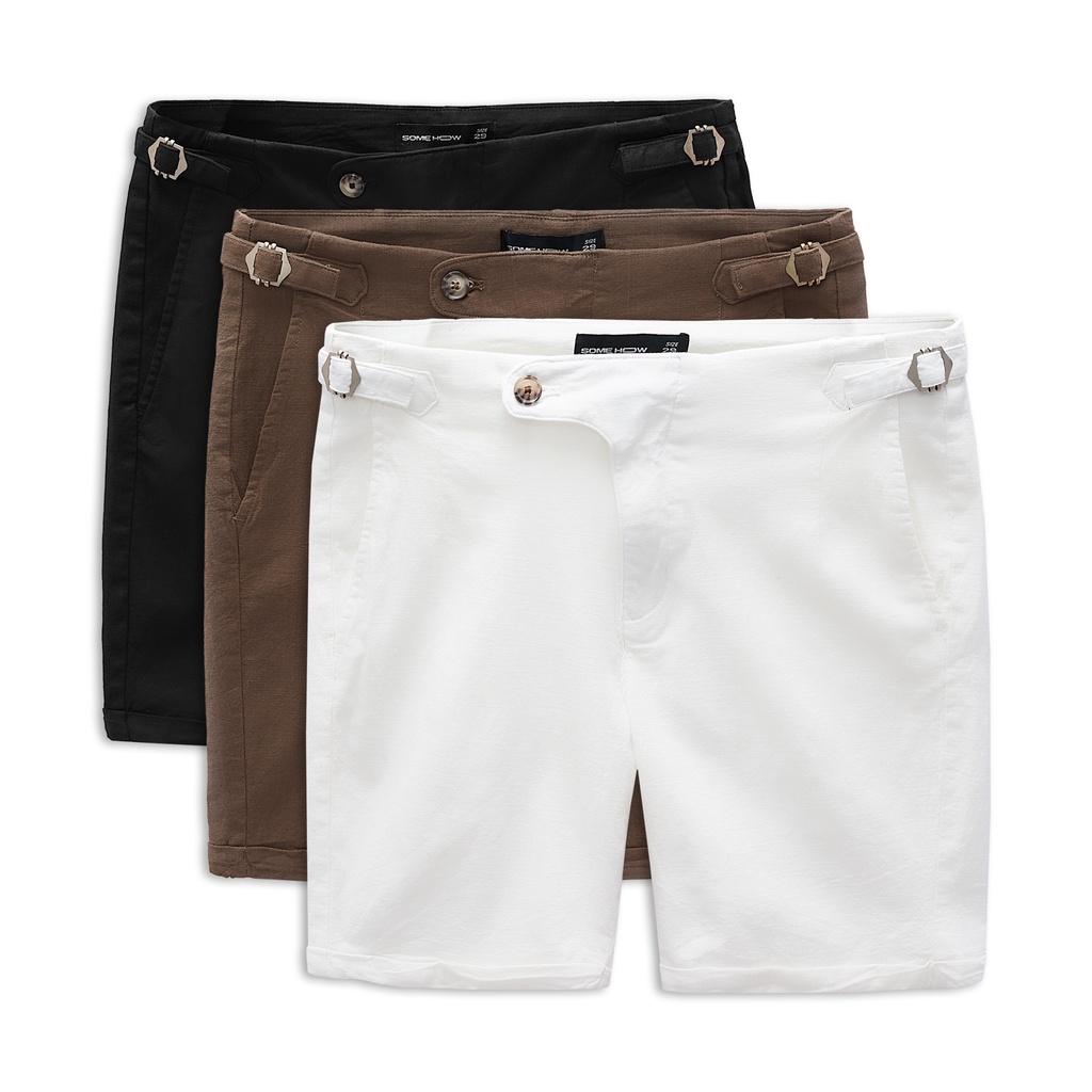 Quần Short Nam Linen Side Tab , Chất Vải Linen Thoải Mái , QD003608 ,SOMEOW
