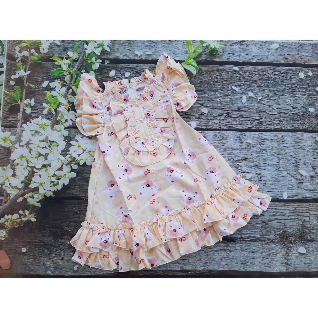 Váy đuôi cá in hình gấu xinh xắn cho bé 14-16kg, 16-19kg