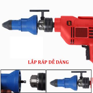 Máy rút đinh tán rive gắn đầu khoan pin khoan điện