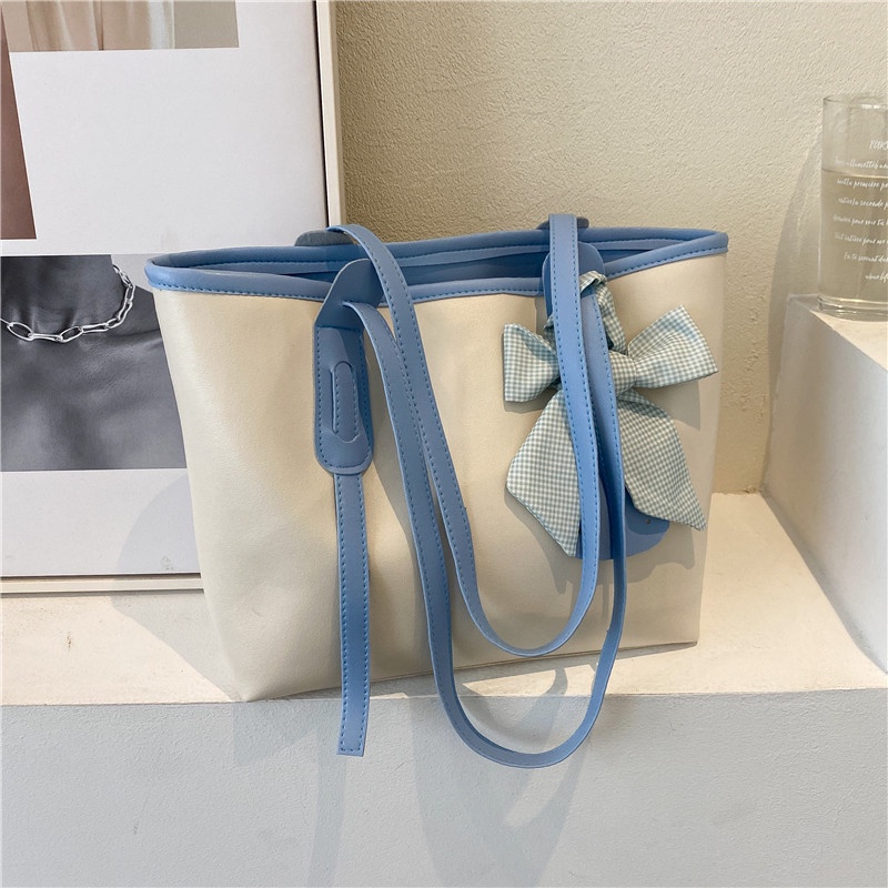 Túi Xách Cỡ Lớn Phối Màu Tương Phản Trẻ Trung Hợp Thời Trang Cho Bạn Gái