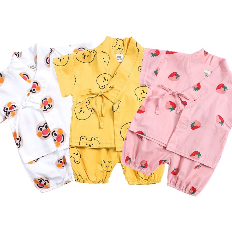 Áo Liền Quần Vải Cotton In Hoạt Hình Dễ Thương Cho Bé Sơ Sinh