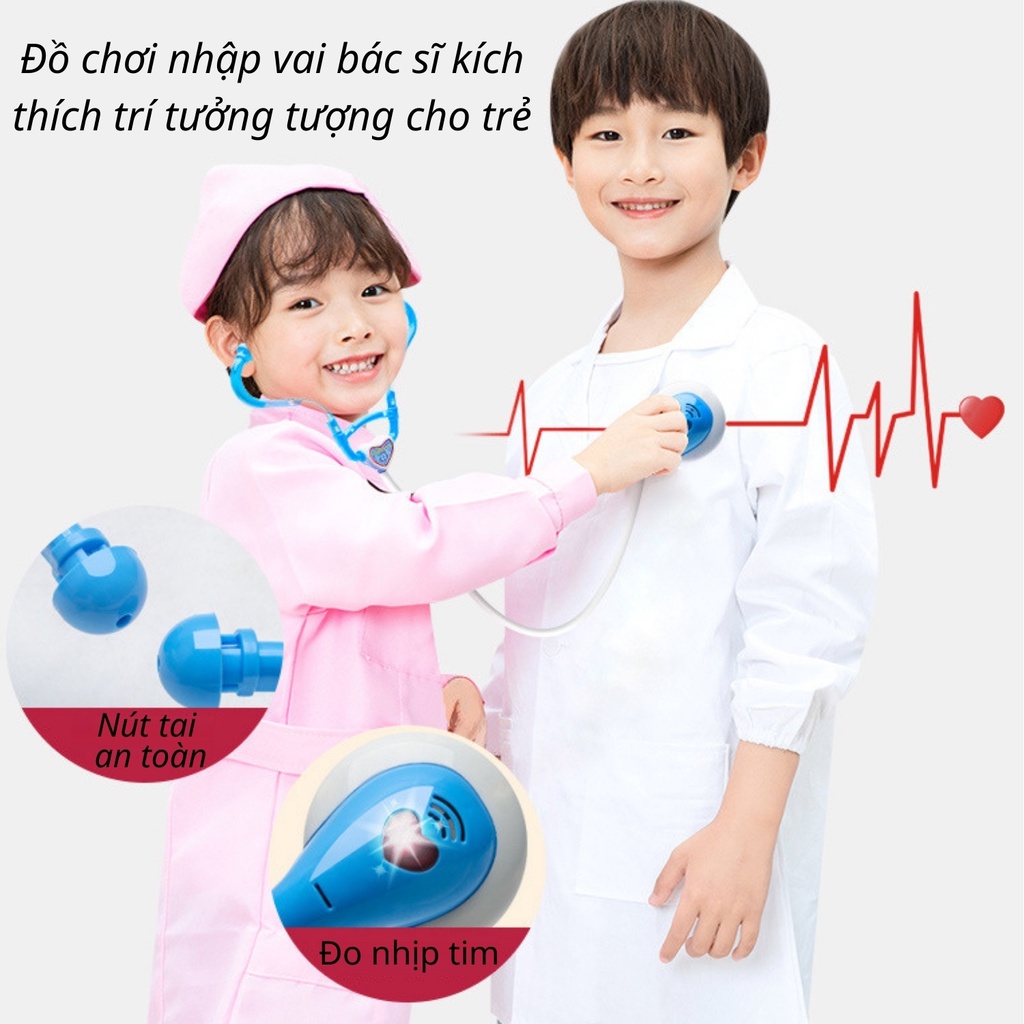 Bộ đồ chơi ý tế cao cấp nhập vai bác sĩ cho bé trai và bé gái 2 3 4 5 6 7 8 tuổi. Trò chơi giáo dục cho trẻ em MUMBABY1