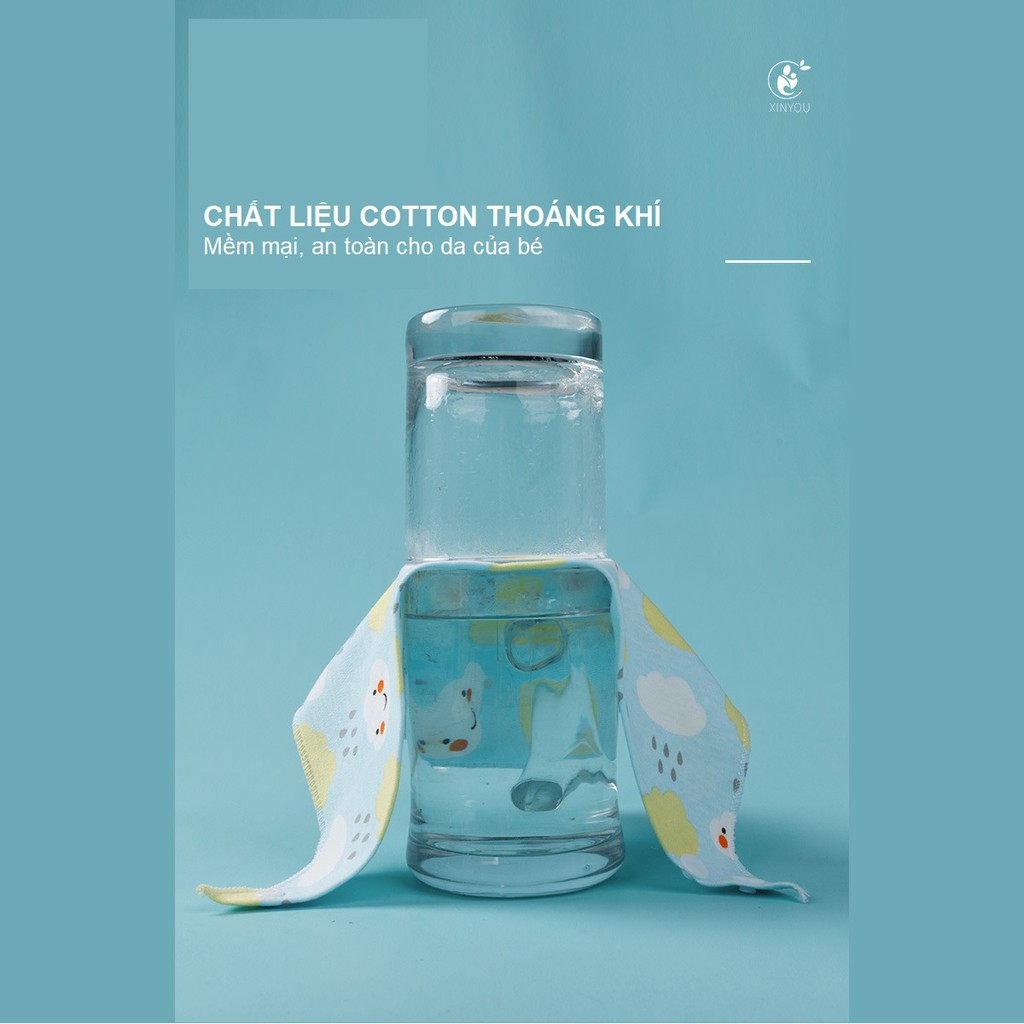 Khăn yếm tam giác cotton Xinyou MB010 2 cúc bấm mềm mại an toàn cho bé