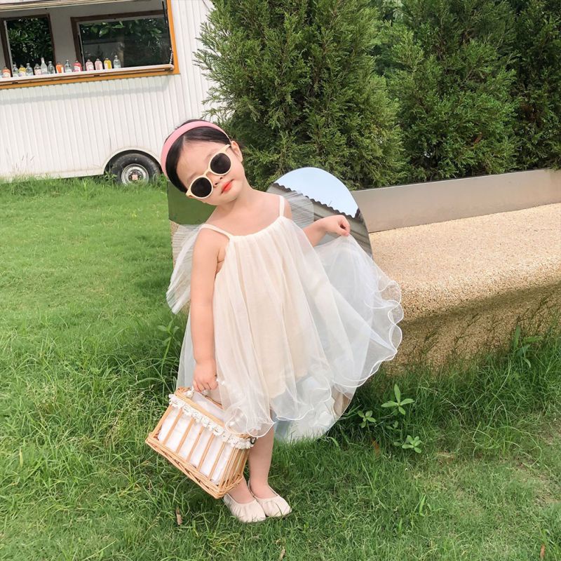 Đầm Công Chúa Thắt Nơ Lưng Màu Trơn Thời Trang Mùa Hè Hàn Quốc Dành Cho Bé Gái Se7en