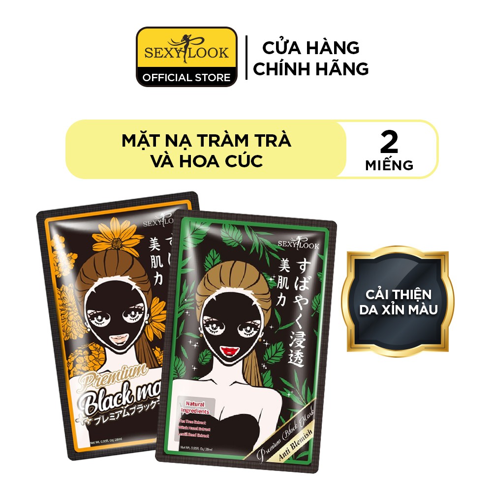 Combo Mặt Nạ Đen Tràm Trà Và Hoa Cúc Kiểm Soát Dầu Và Mụn SEXYLOOK 2 miếng x 28ml