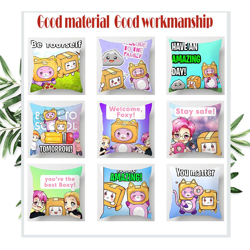 Vỏ Gối In Hình Phong Cách LankyBox Kích Thước 18''