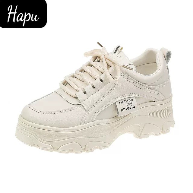 Giày sneakers nữ Rong Ye kiểu hàn quốc siêu Hot , mới nhất 2021 HAPU ( kem , trắng )