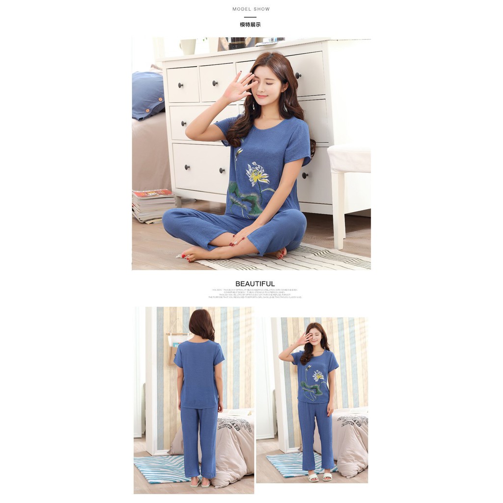 Bộ Đồ Pijama Cỡ Lớn Thời Trang Mùa Hè Cho Nữ Size Lớn Xxl 3xl 4xl