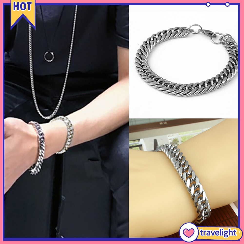 (Travelight) Vòng Tay Chất Liệu Thép Titan Phong Cách Rock Cá Tính Cho Nam
