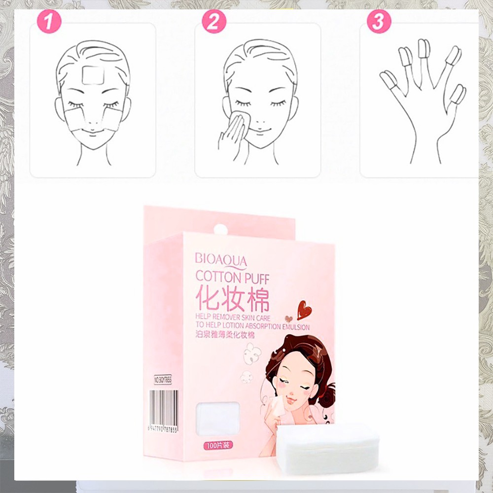 Hộp 100 miếng Bông tẩy trang Bioaqua cotton mang đi du lịch tiện lợi