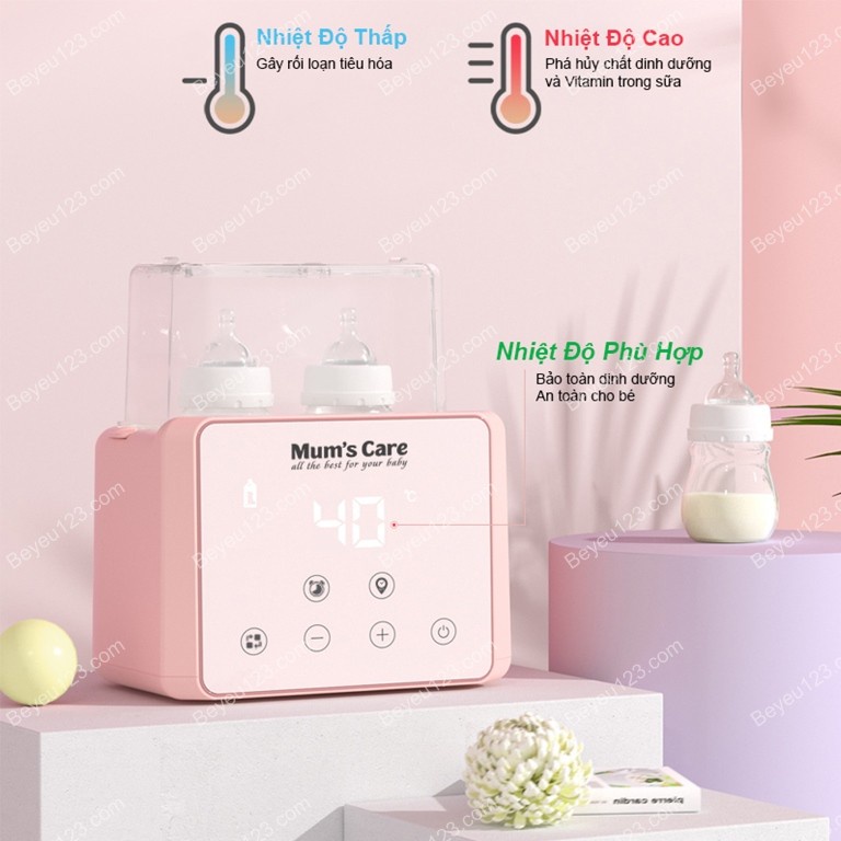 (Hồng) Máy hâm sữa và tiệt trùng điện tử 2 bình Mum's Care Smarlov MC-6803 (Tương tự máy Fatzbaby Duo 3 - Fatz FB3093VN)