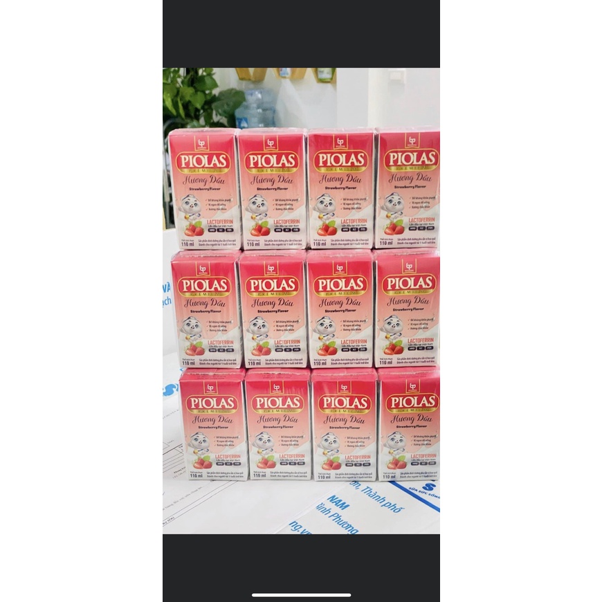 Sữa bột pha sẵn Piolas 110ml Vị Cam-Dâu-Vani Thùng 48 hộp