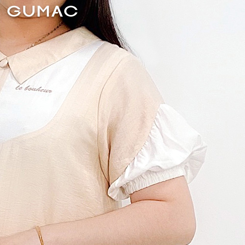 Đầm suông nữ oversize yếm thêu GUMAC DA9120