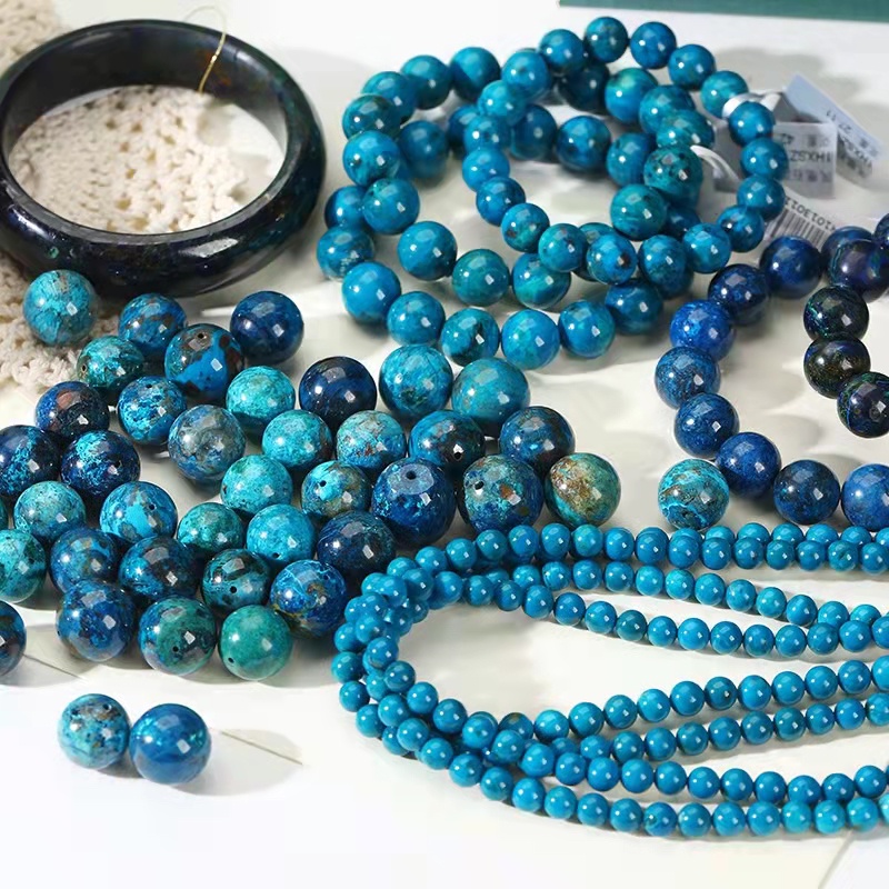 Vòng Tay Chuỗi Hạt Đá Azurite Tự Nhiên Cho Nam Và Nữ