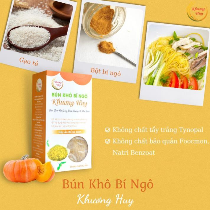 Bún Khô Bí Ngô Khương Huy - Bún Gạo Bí Ngô - Chỉ 3 Phút Nấu Không Cần Ngâm  - Bún Sạch Hộp 300g