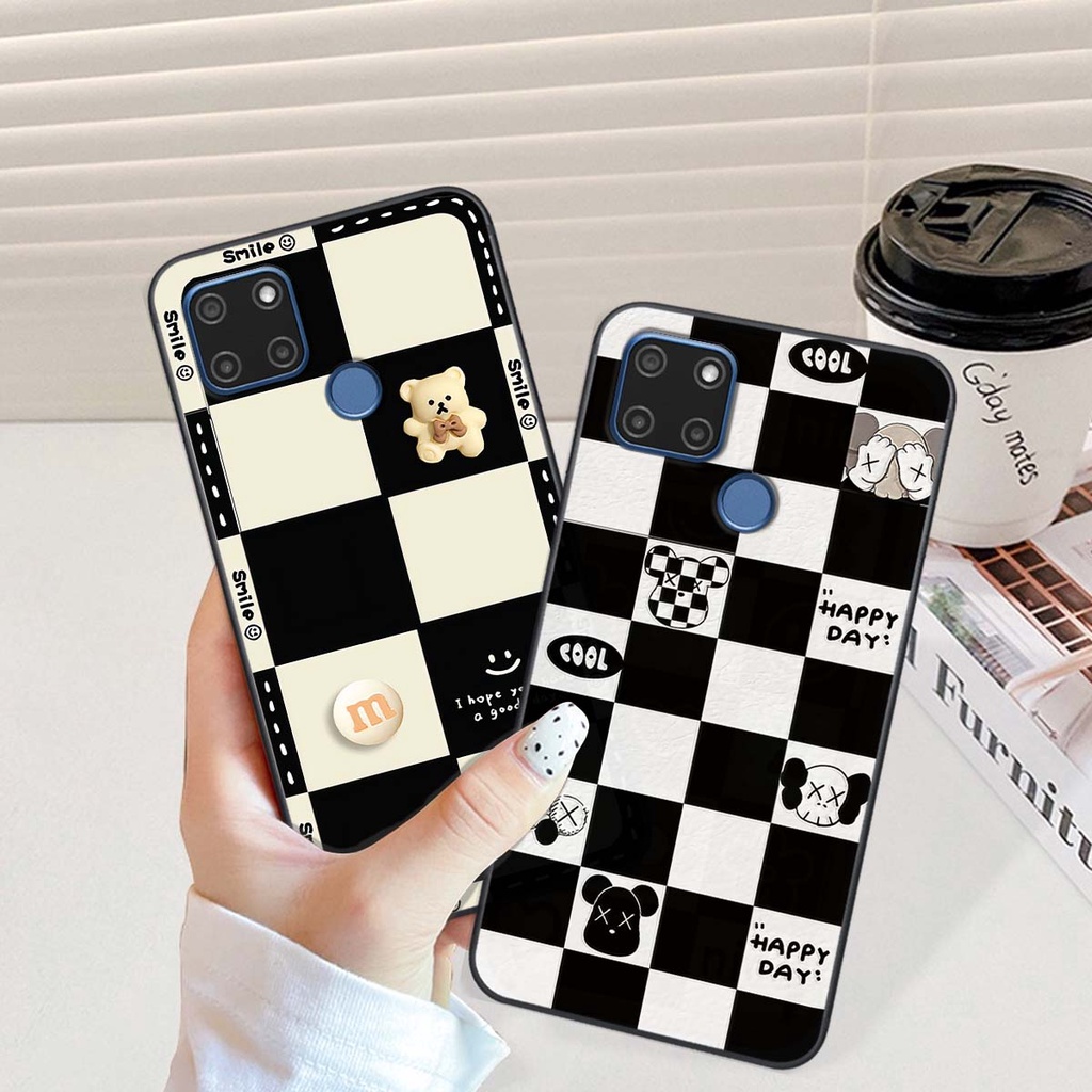 Ốp Realme C12 / C15 gấu Bear rick caro vuông thời trang siêu đẹp